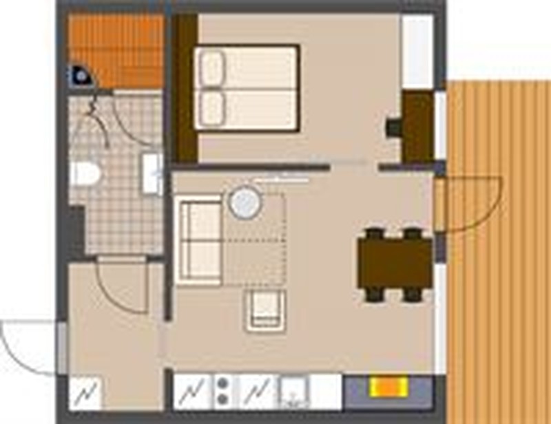 Апартаменты 43 м2, 1 спальня
