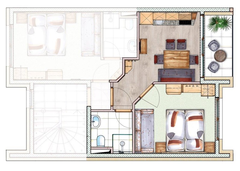 Apartments for 2 to 4 people